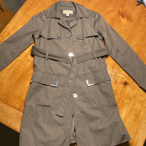Michael Kors Taupe Brown Rain Trench Jacket Coat - Picture 6 of 12